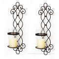 Decorative Metal Wire Vertical Pillar Candle Holder, Antique Vintage Style, Classy Home Decor Accents, Set of Two Wall Art